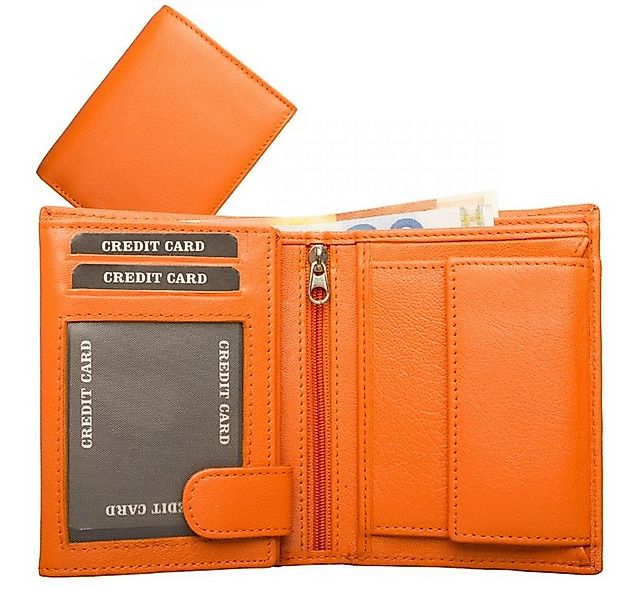 MF Geldbörse Damen Geldbörse Nappa Leder Orange – Kombibörse mit viel Staur günstig online kaufen