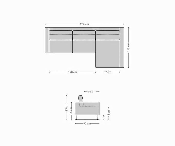 DELIFE Ecksofa Marla, Chenille Creme-Weiß 285x140 cm Ottomane rechts Ecksof günstig online kaufen