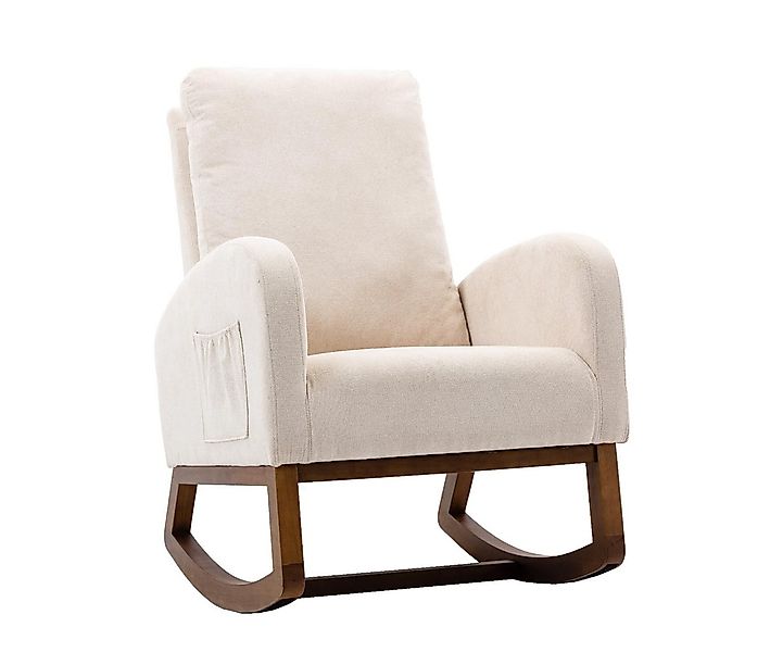 LVHOM Schaukelstuhl aus Massivholzgestell, Samt gepolsterte Schaukelsessel günstig online kaufen