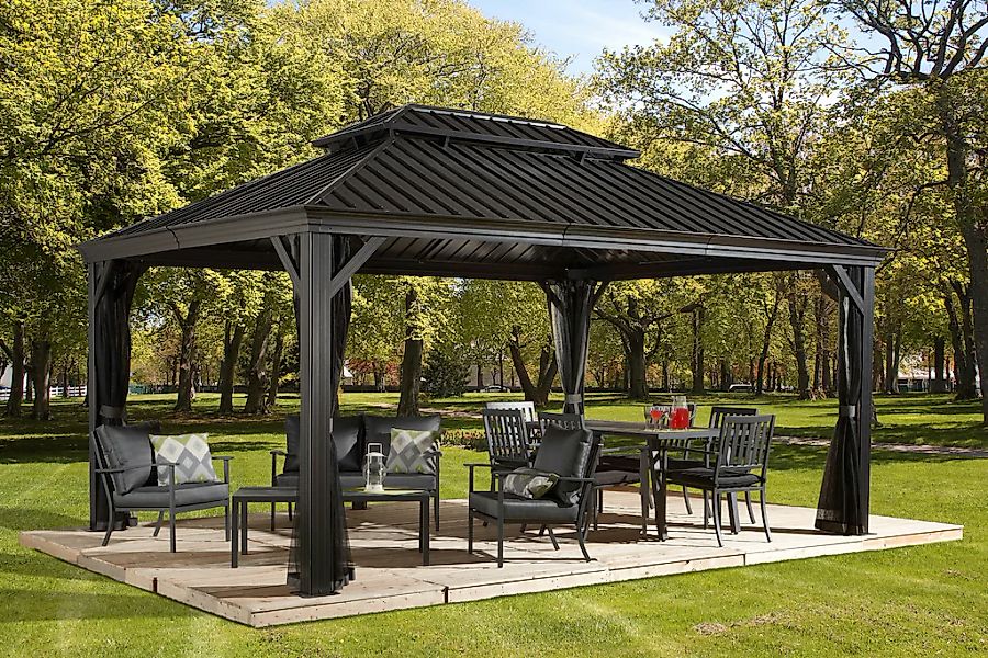 Sojag Pavillon "Gazebo Messina", (Set), BxT: 363x483 cm, inkl. Moskitonetze günstig online kaufen