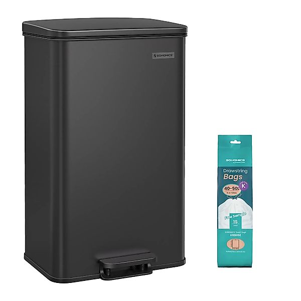 Songmics Mülleimer Plushic mit 15 Müllbeuteln 40, Schwarz günstig online kaufen