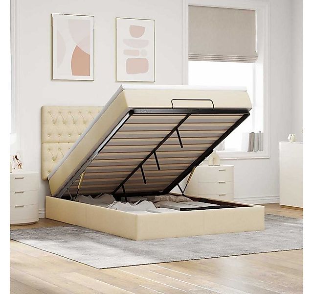 vidaXL Bett, Ottomane Bett mit Matratze & LEDs Dunkelbraun 90x200 cm Stoff günstig online kaufen