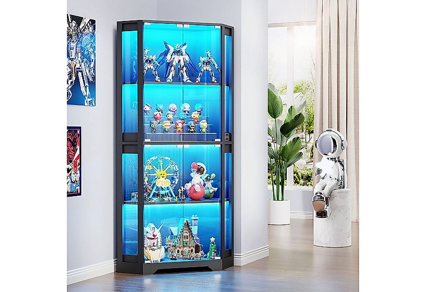 BROTTAR Glasvitrine Curio-Schrank, Eckvitrine, 4 Böden mit LED-Beleuchtung günstig online kaufen