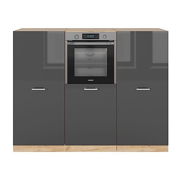 Vicco R-Line Küchenblock Anthrazit Hochglanz/Goldkraft Eiche 180 cm ohne Ar günstig online kaufen