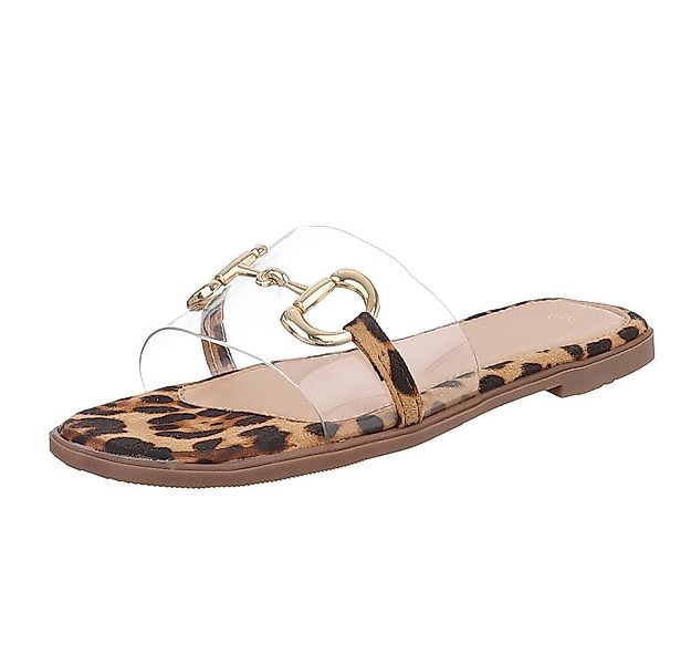 Ital-Design Elegante transparente Sandalen mit Golddetails für Damen Pantol günstig online kaufen