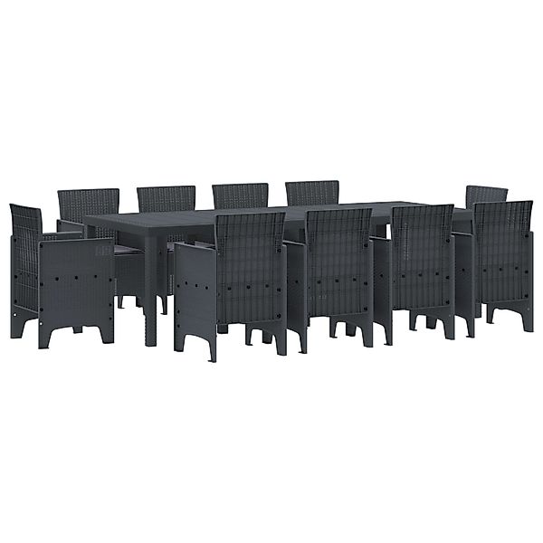 vidaXL 11-tlg Garten-Essgruppe mit Kissen Anthrazit Poly Rattan 3378595 günstig online kaufen