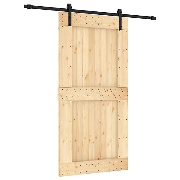 vidaXL Schiebetür mit Beschlag 100x210 cm Massivholz Kiefer 3202997 günstig online kaufen
