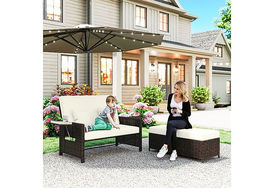 Outsunny Gartensofa Zweisitzer-Gartensofa mit Liegefunktion, Polyrattan Lou günstig online kaufen
