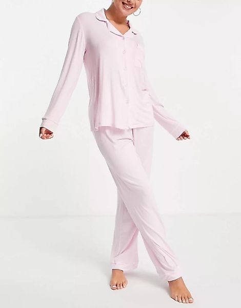 Chelsea Peers – Pyjama aus Bio-Modaljersey, Oberteil mit Reverskragen und H günstig online kaufen