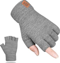 Coonoor Strickhandschuhe fingerlose Winterhandschuhe Halbfinger Rippstrick günstig online kaufen