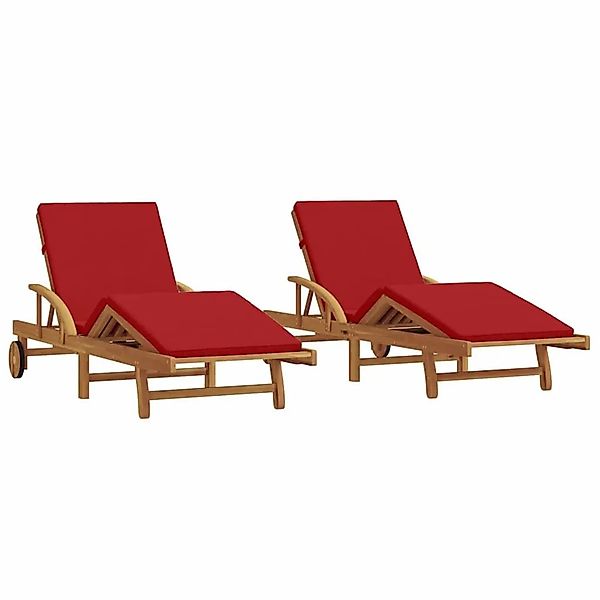 vidaXL Sonnenliege 2 Stk Rot 200 x 67 x 84cm Massivholz Akazie 3325180 günstig online kaufen