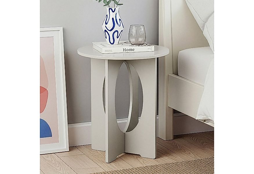 en.casa Beistelltisch, »Podeldsvin« rund 49 x 40 cm Taupe günstig online kaufen