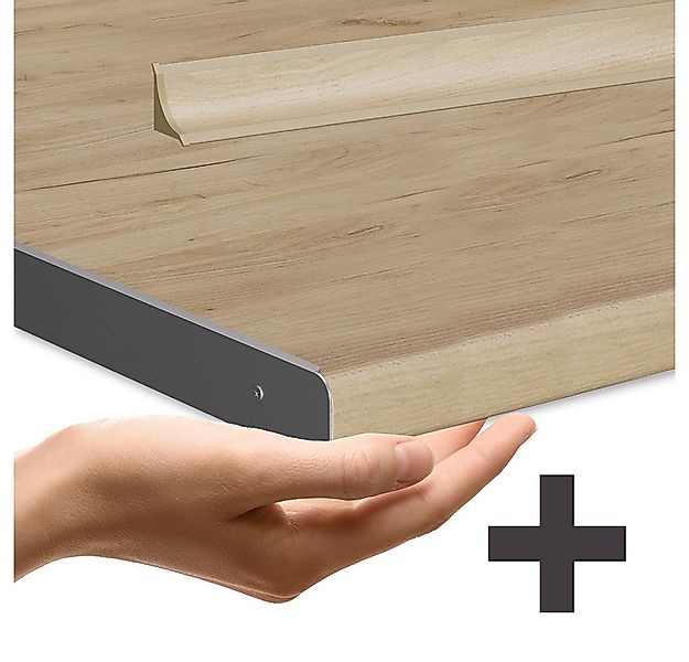 Vicco Küchenzeile R-Line, Anthrazit Hochglanz/Goldkraft Eiche, 300 cm mit H günstig online kaufen