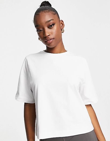 ASOS 4505 – Rest Day – Kastiges Oversize-T-Shirt aus Bio-Baumwolle-Weiß günstig online kaufen