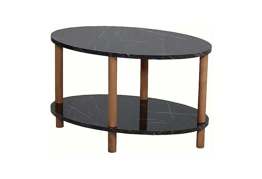 en.casa Couchtisch, »Højreby« oval Beine aus Buchenholz 70x44x43 cm Marmoro günstig online kaufen