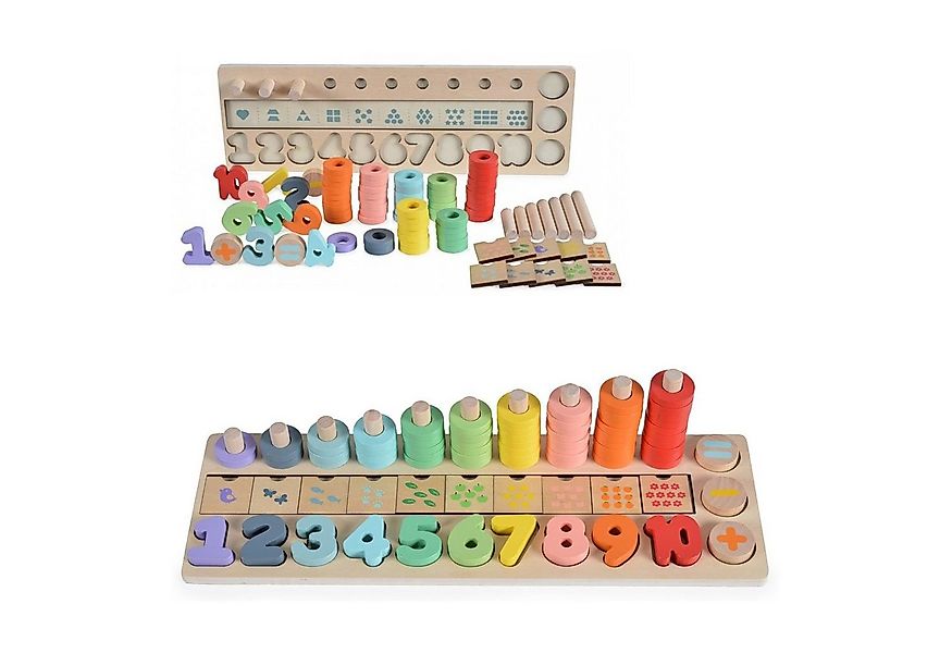 Moni Lernspielzeug Kinder Lern-Set 2052 Holz, Stapeln, zählen, 89 teilig, r günstig online kaufen
