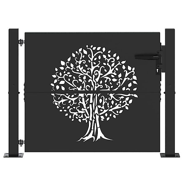 vidaXL Gartentor Schwarz 105 x 100 cm Pulverbeschichteter Stahl 42015884 günstig online kaufen