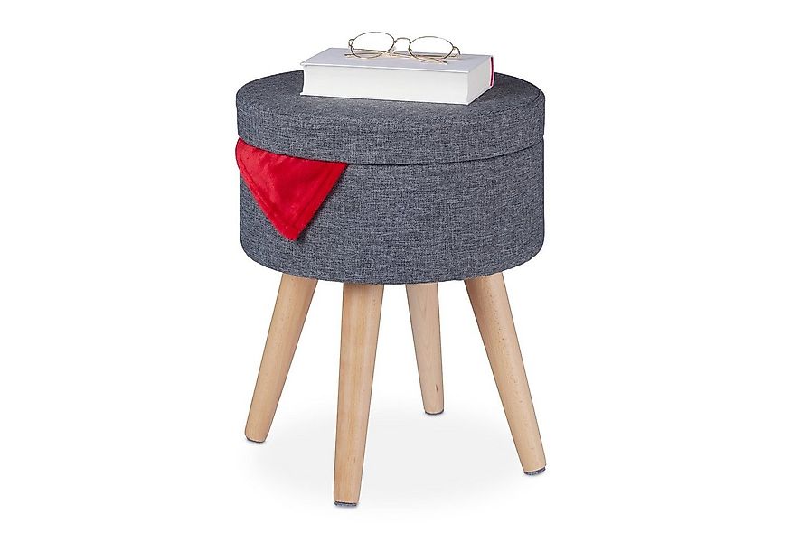 relaxdays Stauraumhocker Runder Sitzhocker mit Tischfunktion günstig online kaufen