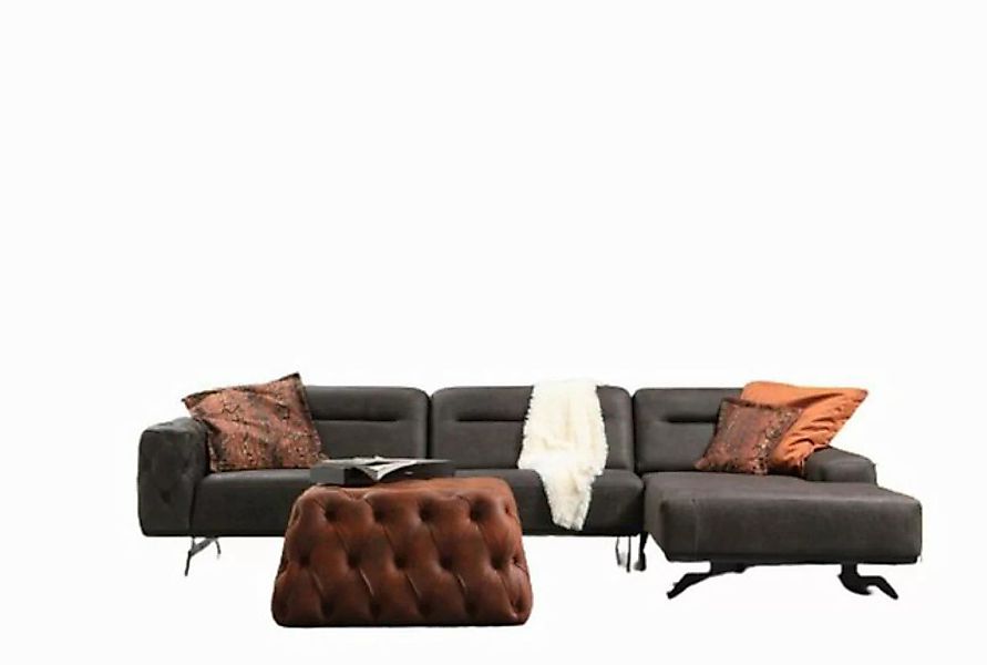 JVmoebel Ecksofa Couch Ecksofa L form Grau Sofa Polstersofa Ottomane Stoffs günstig online kaufen