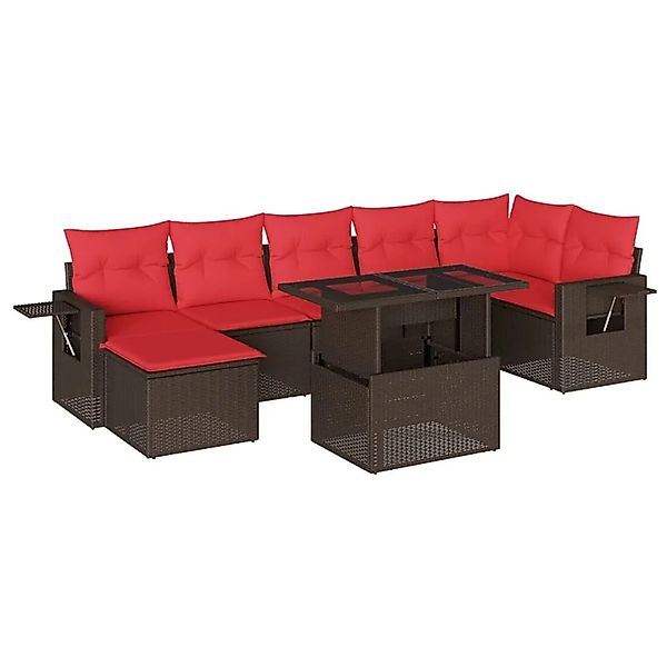 vidaXL 8-Tlg Gartensofa-Set mit Kissen Braun Polyrattan 3268064 günstig online kaufen