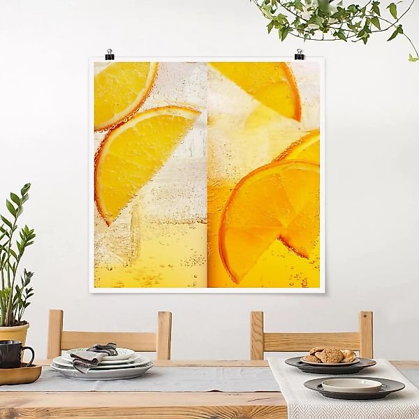 Poster - Quadrat Orange auf Eis günstig online kaufen