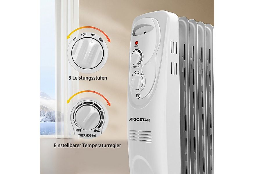 Aigostar Ölradiator 2300W Ölradiator energiesparend Heizkörper mit 11 Rippe günstig online kaufen