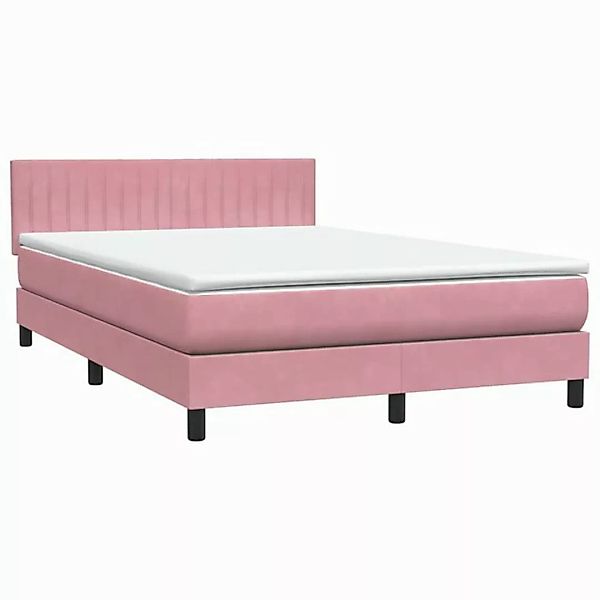 vidaXL Bett Boxspringbett mit Matratze Rosa 160x220 cm Samt günstig online kaufen