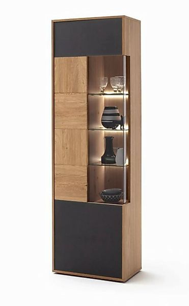 expendio Vitrine Vera 3 Balkeneiche Bianco / anthrazit 64x207x37 vormontier günstig online kaufen