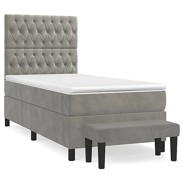 vidaXL Boxspringbett mit Matratze Hellgrau 90x200 cm Samt1359075 günstig online kaufen