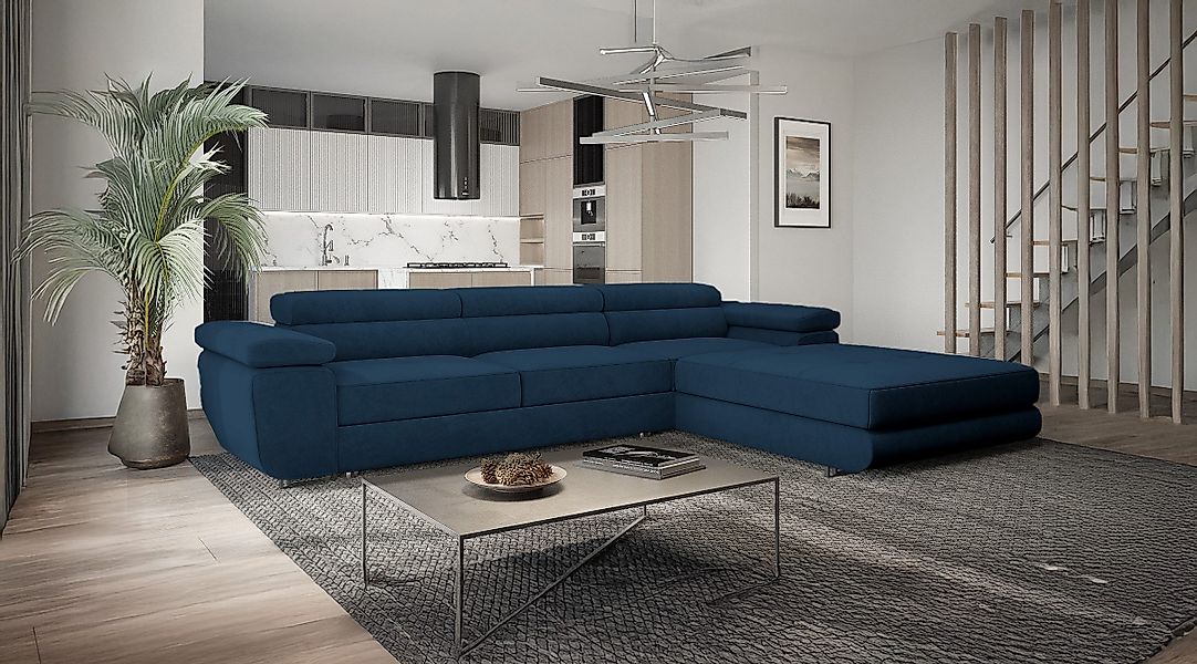 Goldstoff Ecksofa mit Schlaffunktion und Bettkasten, günstig online kaufen