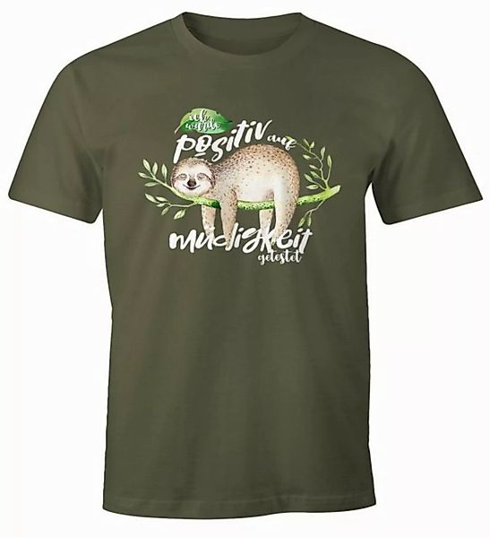 MoonWorks Print-Shirt Herren T-Shirt Faultier Ich wurde positiv auf Müdigke günstig online kaufen