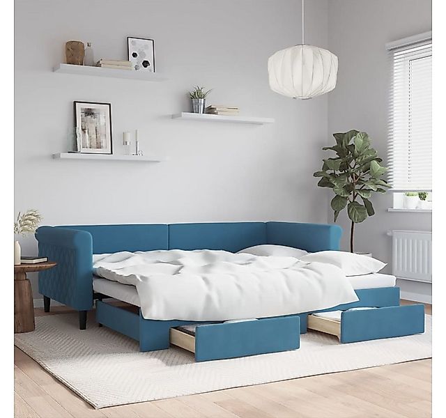 vidaXL Gästebett Gästebett Tagesbett mit Rollbett und Schubladen Blau 90x20 günstig online kaufen