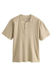 Next T-Shirt Geripptes T-Shirt mit Grandad-Kragen günstig online kaufen
