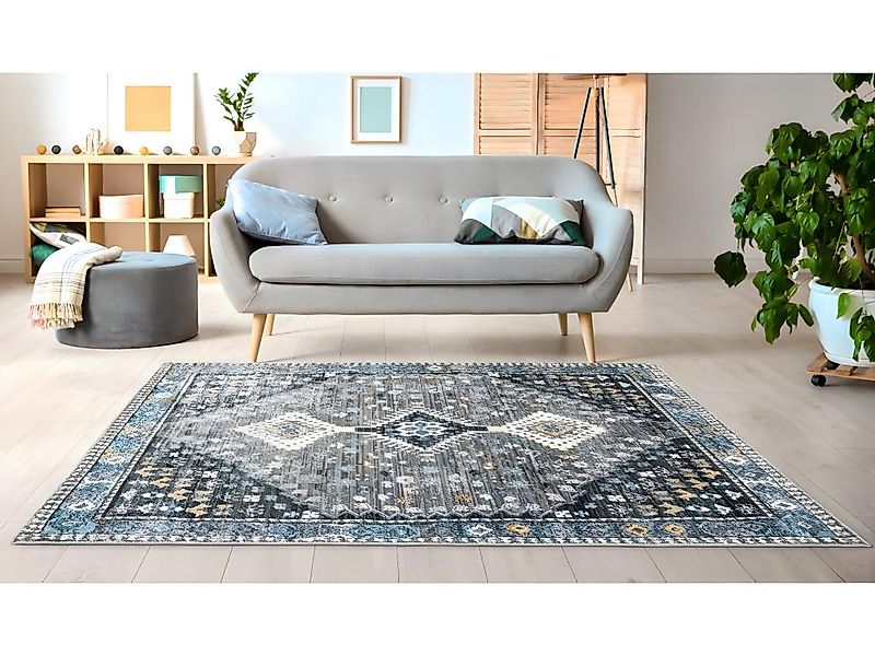 Teppich Vintage - 160 x 230 cm - Polypropylen - Grau - CLOSSY günstig online kaufen