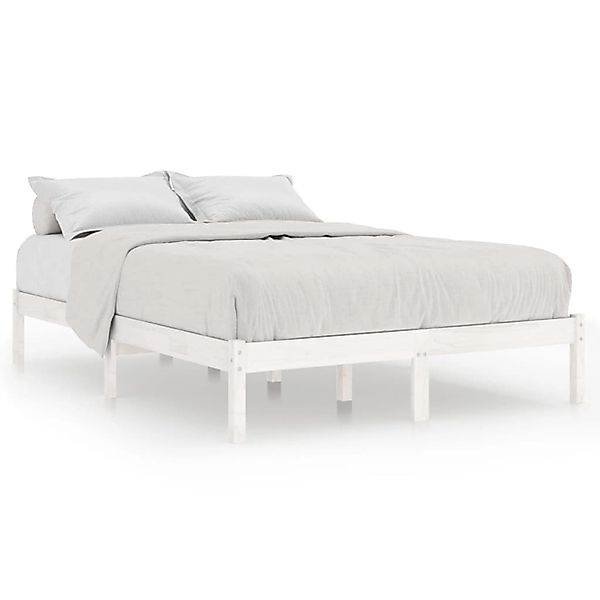 vidaXL Massivholzbett Weiß 135x190 cm 4FT6 Double1134989 günstig online kaufen