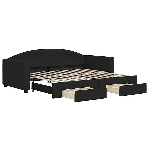 vidaXL Bett Tagesbett Ausziehbar mit Schubladen Schwarz 90x190 cm Stoff günstig online kaufen