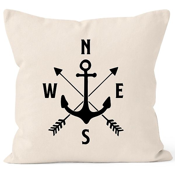 MoonWorks Dekokissen Maritimer Kissen-Bezug Anker Kompass günstig online kaufen