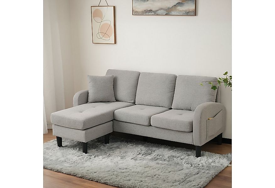 Merax Ecksofa Ecksofa L-förmiges Sofa 3-Sitzer aus Baumwoll-Leinenstoff, Po günstig online kaufen