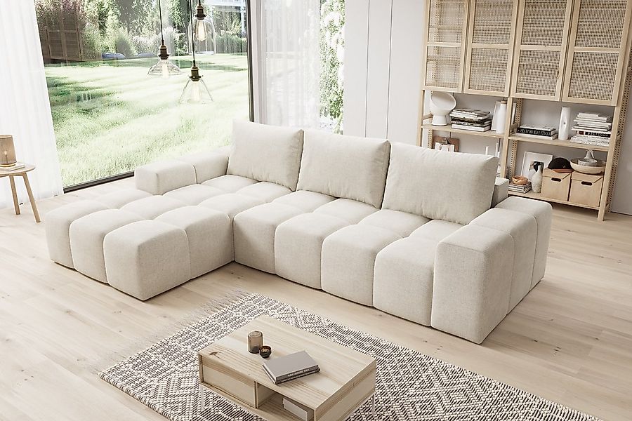 PROMETO Möbel Ecksofa Cento Couch L-Form,Sofa Links/Rechts Teddy-Bouclé-Sto günstig online kaufen