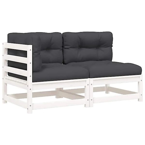 vidaXL Gartensofa mit Kissen 2-Sitzer Weiß Massivholz Kiefer 838119 günstig online kaufen