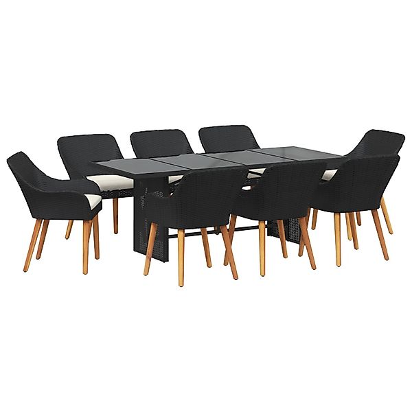 vidaXL 9-Teiliges Garten Essset Schwarzes Poly-Rattan 3261622 günstig online kaufen