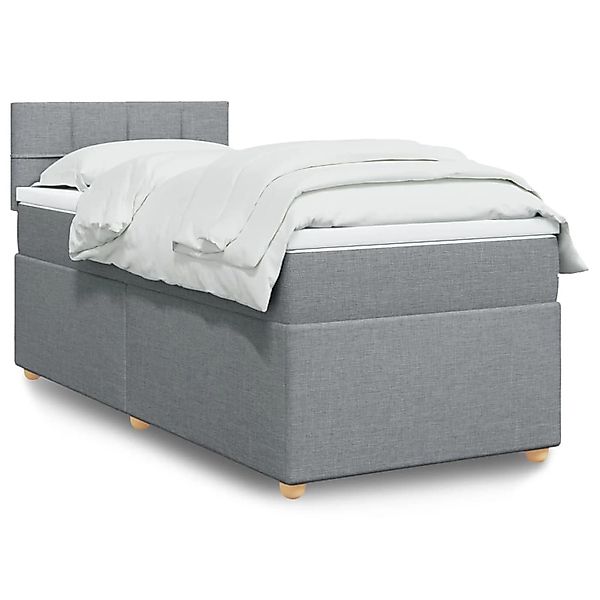vidaXL Boxspringbett mit Matratze Hellgrau 90x190 cm Stoff 3288835 günstig online kaufen
