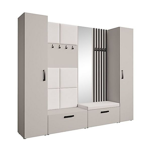 Beautysofa Garderobenschrank mit gepolsterten Paneelen und Spiegel MARGARET günstig online kaufen