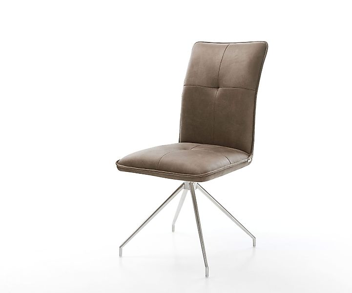 Esszimmerstuhl Maddy-Flex Mikrofaser Taupe Vintage Kreuzgestell konisch Ede günstig online kaufen