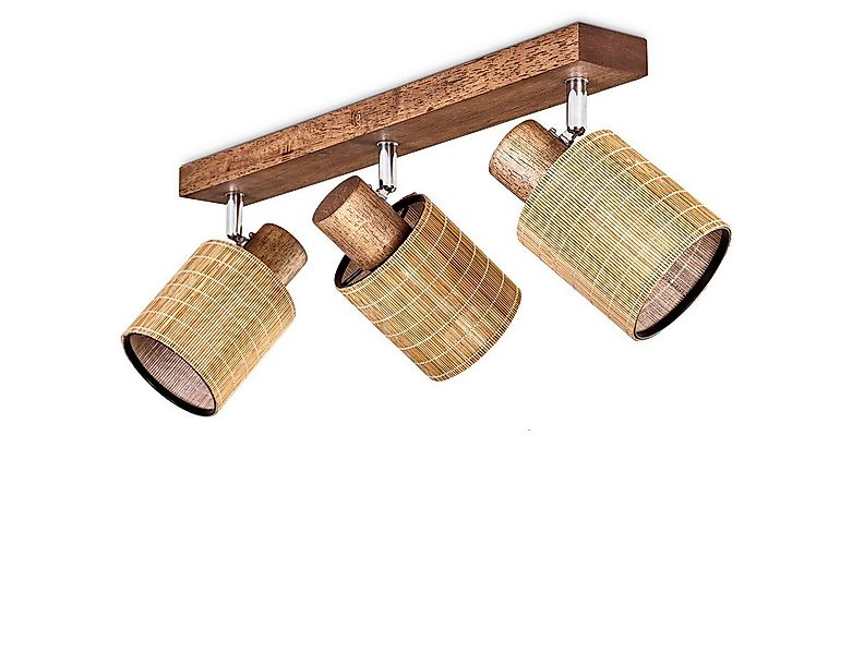 hofstein Deckenleuchte Deckenlampe aus Holz/Metall/Bambus in Dunkelbraun/Ch günstig online kaufen