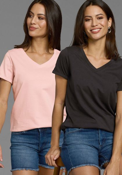 Laura Scott Longshirt (2-er Pack) V-Ausschnitt günstig online kaufen