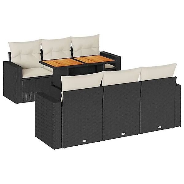 vidaXL 7-Tlg Garten-Sofagarnitur mit Kissen Schwarz Poly Rattan 3326996 günstig online kaufen
