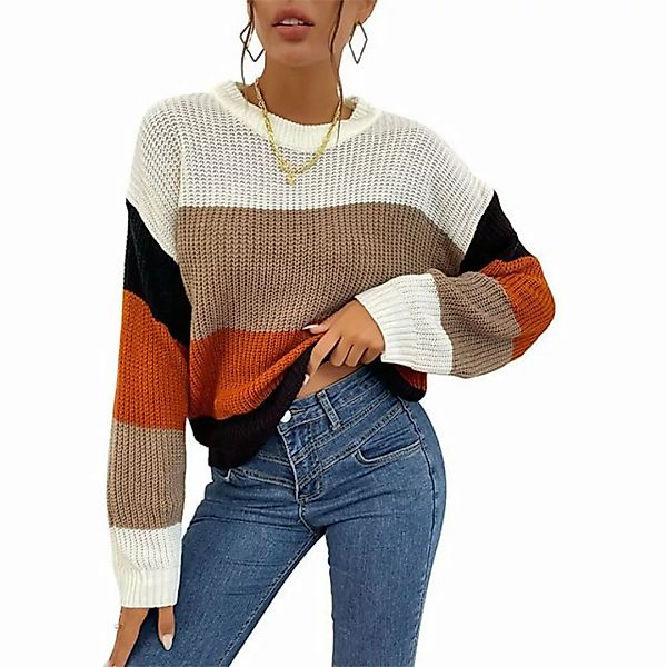 KIKI Strickpullover Damen Pullover im lässigen Stil mit Farbblock-Design günstig online kaufen