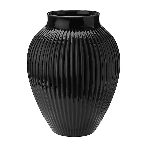 Knabstrup Vase geriffelt 27cm Schwarz günstig online kaufen