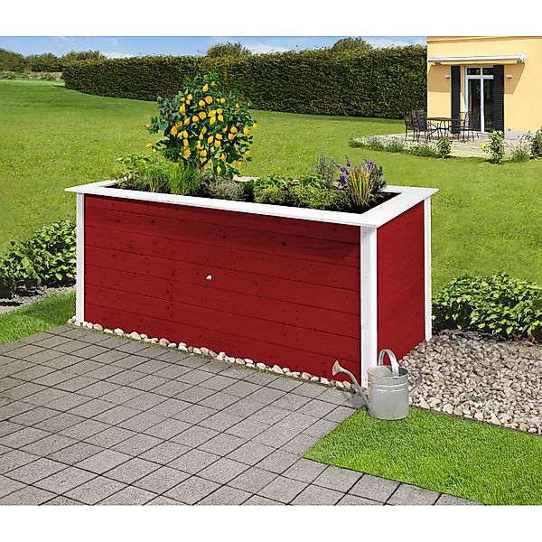 Weka Hochbeet Herba Fichte Schwedenrot/Weiß 81 cm x 205 cm x 80 cm günstig online kaufen